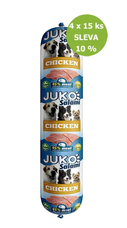 Objednat Nyní JUKO Salami Chicken (kuřecí) 1 kg, 4 x15 ks- SLEVA 10%