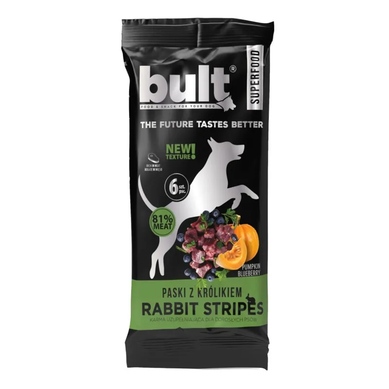 Nízká Cena Bult Dog Plátky králík s dýní a borůvkami 60 g (6 ks)