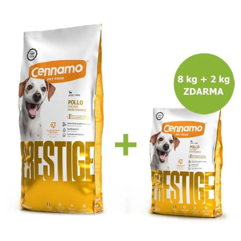 Oblíbený Prestige Dog Adult Mini Chicken 8 kg + 2 kg ZDARMA