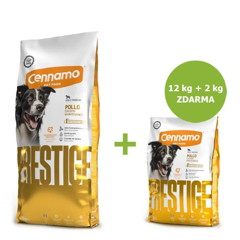 Speciální Cena Prestige Dog Adult Medium Chicken 12 kg + 2 kg ZDARMA