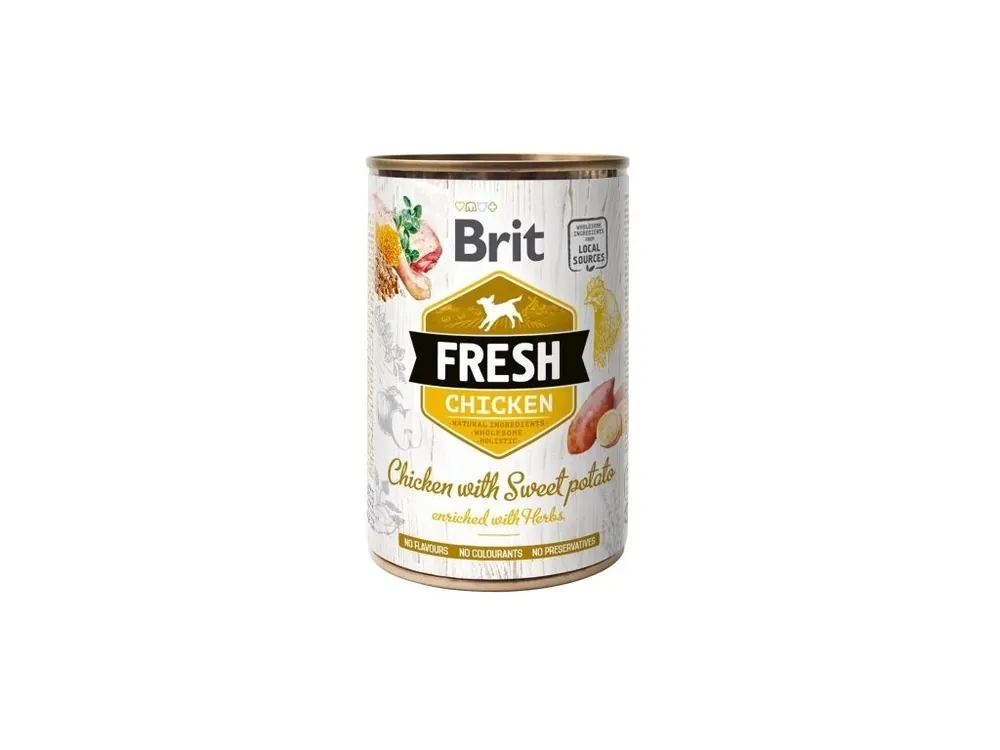 Cenově Výhodný Brit Dog Fresh konzerva Chicken with Sweet Potato 400g