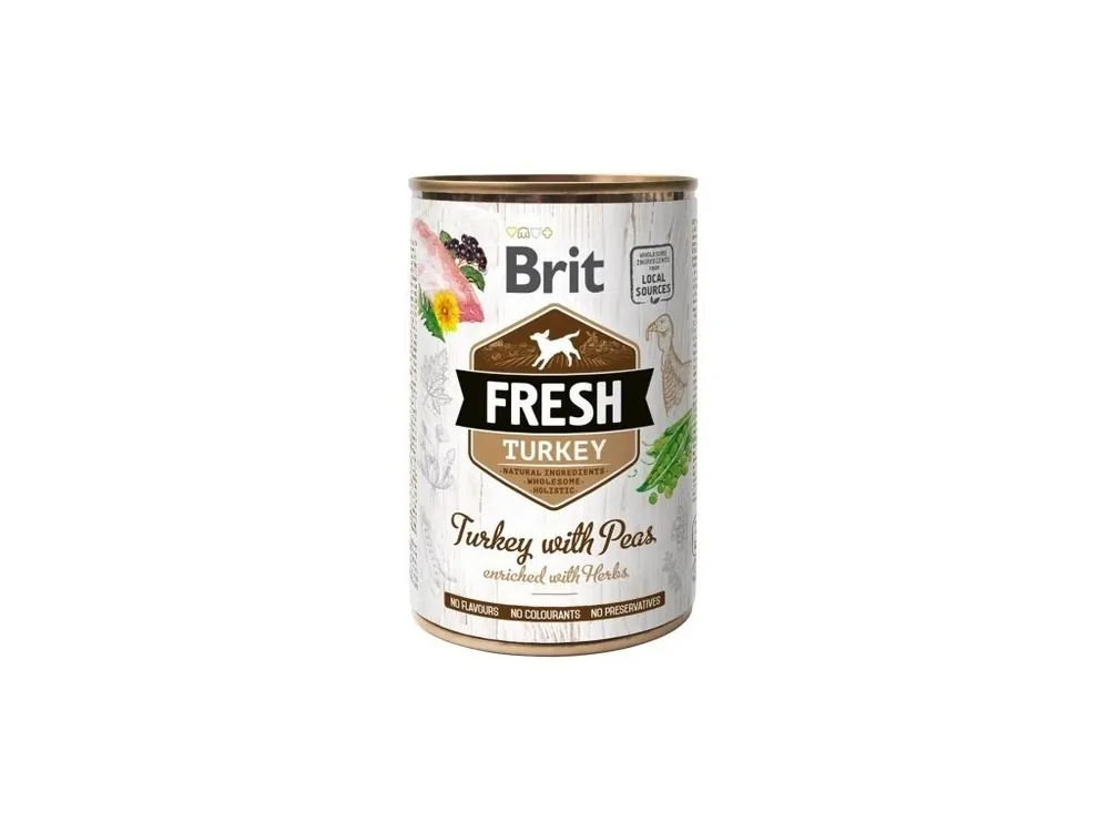 Cenově Výhodný Brit Dog Fresh konzerva Turkey with Peas 400g