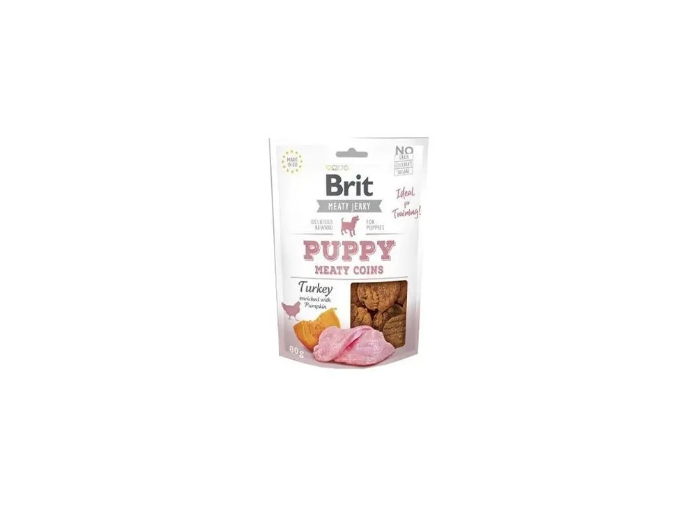 Vysoce Kvalitní Brit Jerky Puppy Turkey Meaty Coins 80g