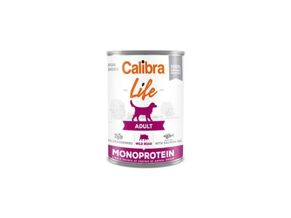 Sleva Calibra Dog Life konz. Adult Wild boar/cranber. 400g