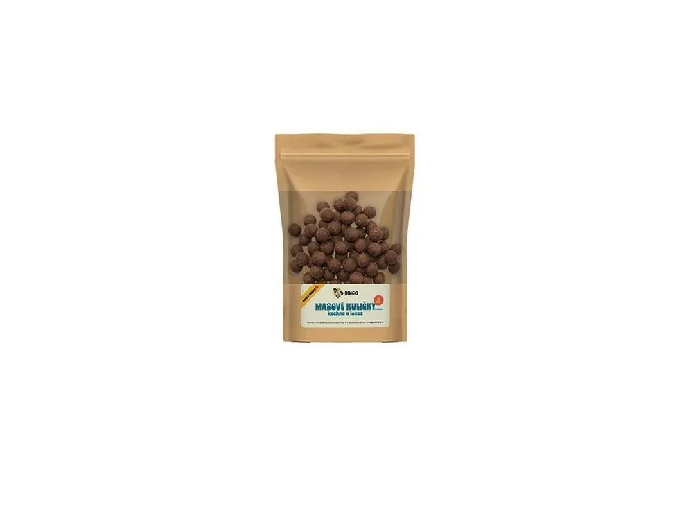 Levný DINGO masové kuličky kachna a losos 16mm/150g