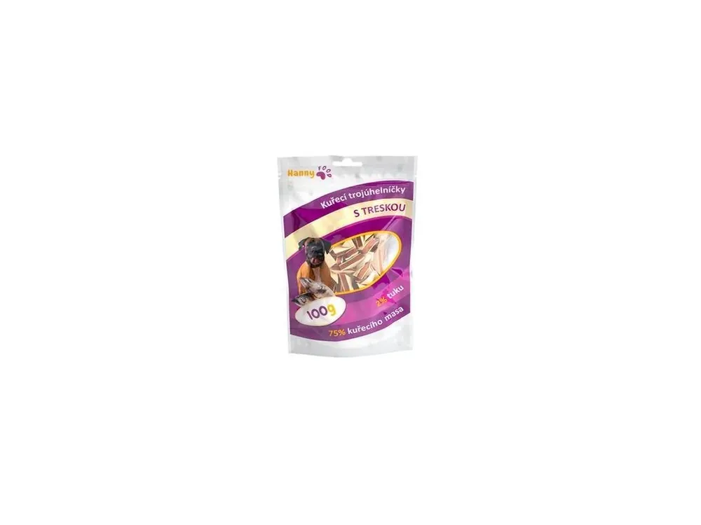 Hanny food kuřecí trojúhelníčky s treskou 100g Aktuální