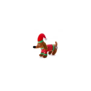 Hračka pes Plyšový jezevčík X-Mas, 17 cm Cenová Bomba