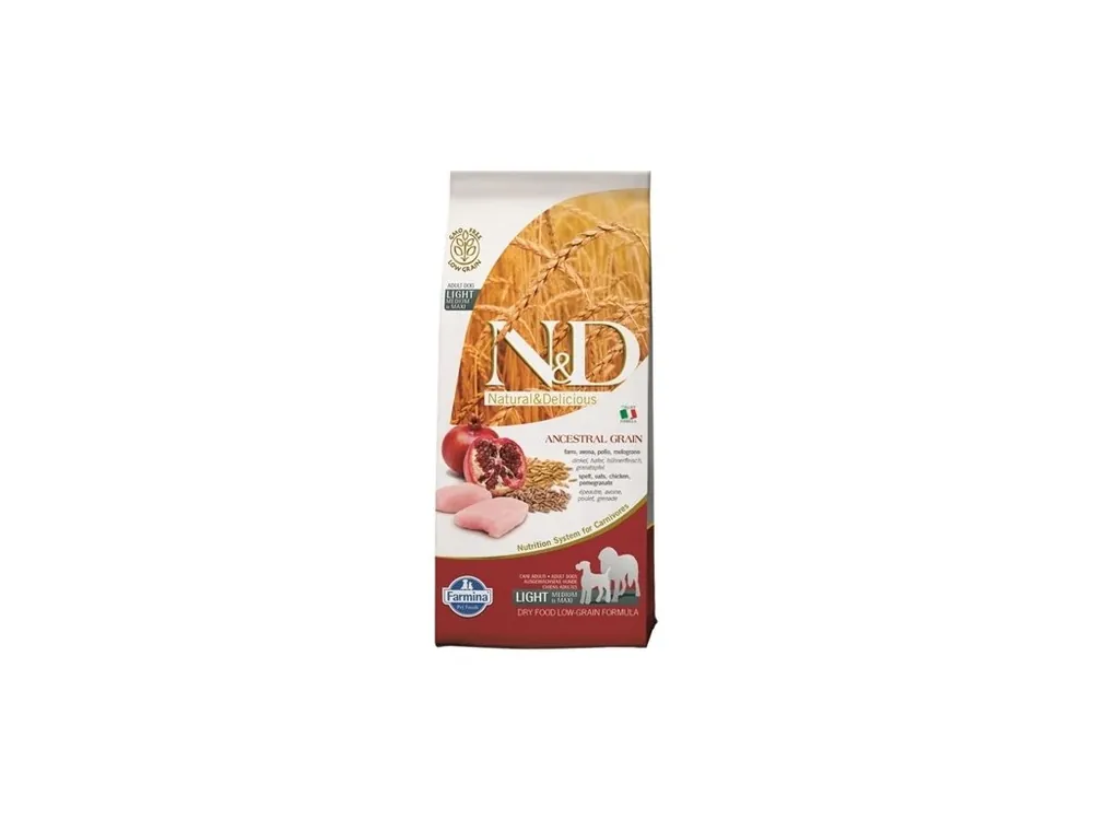 Finální Výprodej N&D DOG LG Light M/L Chicken & Pomegr 12kg
