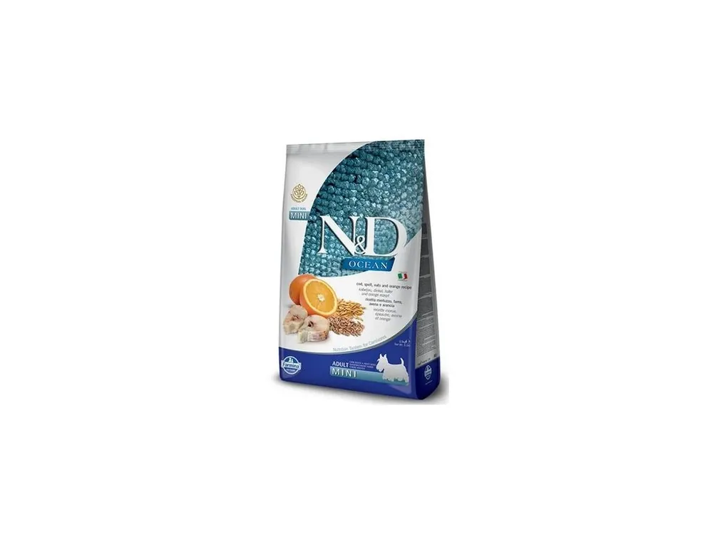 Autentický N&D DOG OCEAN LG Adult Mini Codfish & Orange 7kg