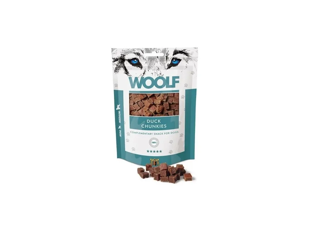 Značkový Pochoutka WOOLF Duck Chunkies 100g