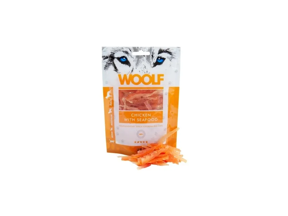 Pochoutka WOOLF Chicken with Seafood 100g Originální