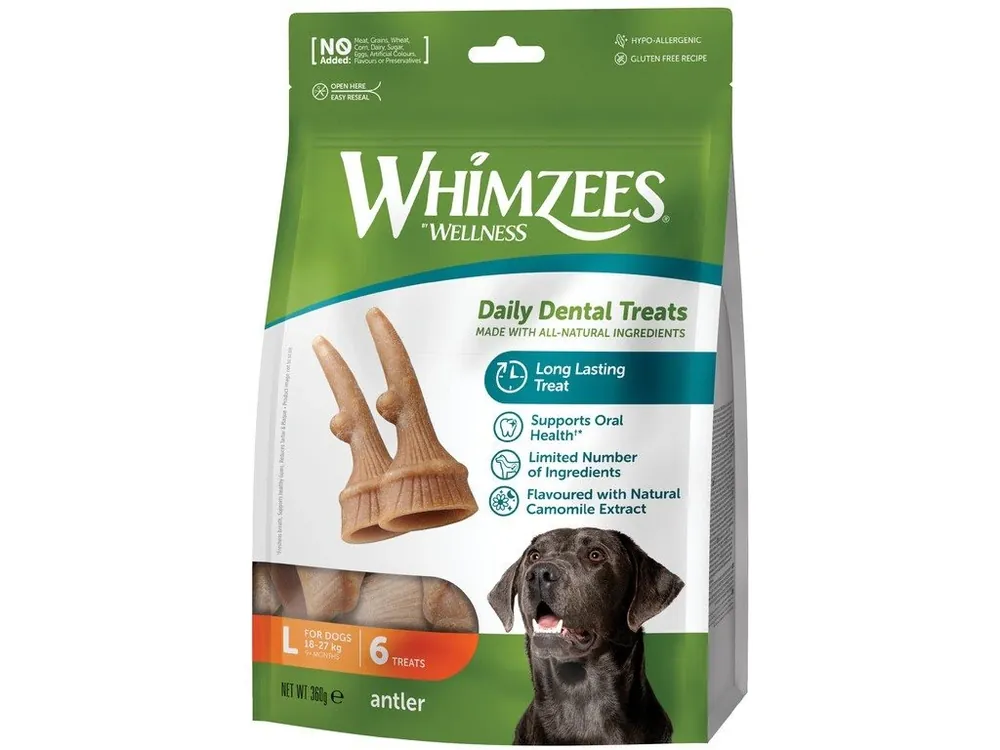 Zlevněný WHIMZEES Parohy dentální pamlsek pro psy L (18-27 kg) 6 ks