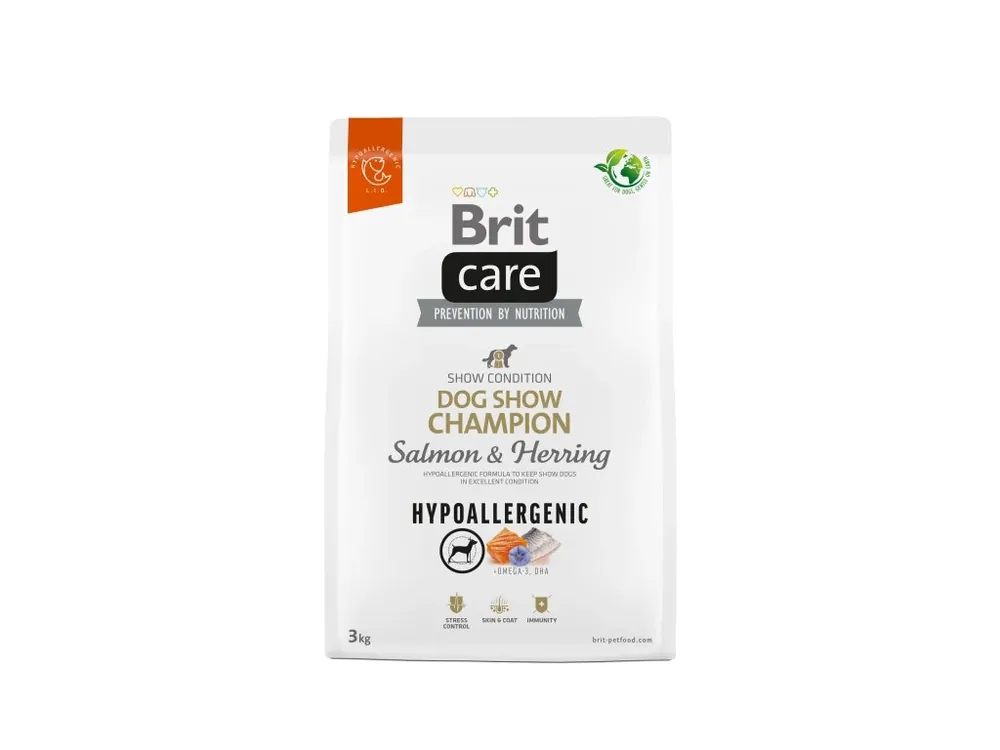Brit Care Dog Hypoallergenic Dog Show Champion – Salmon and Herring 3 kg Nejprodávanější