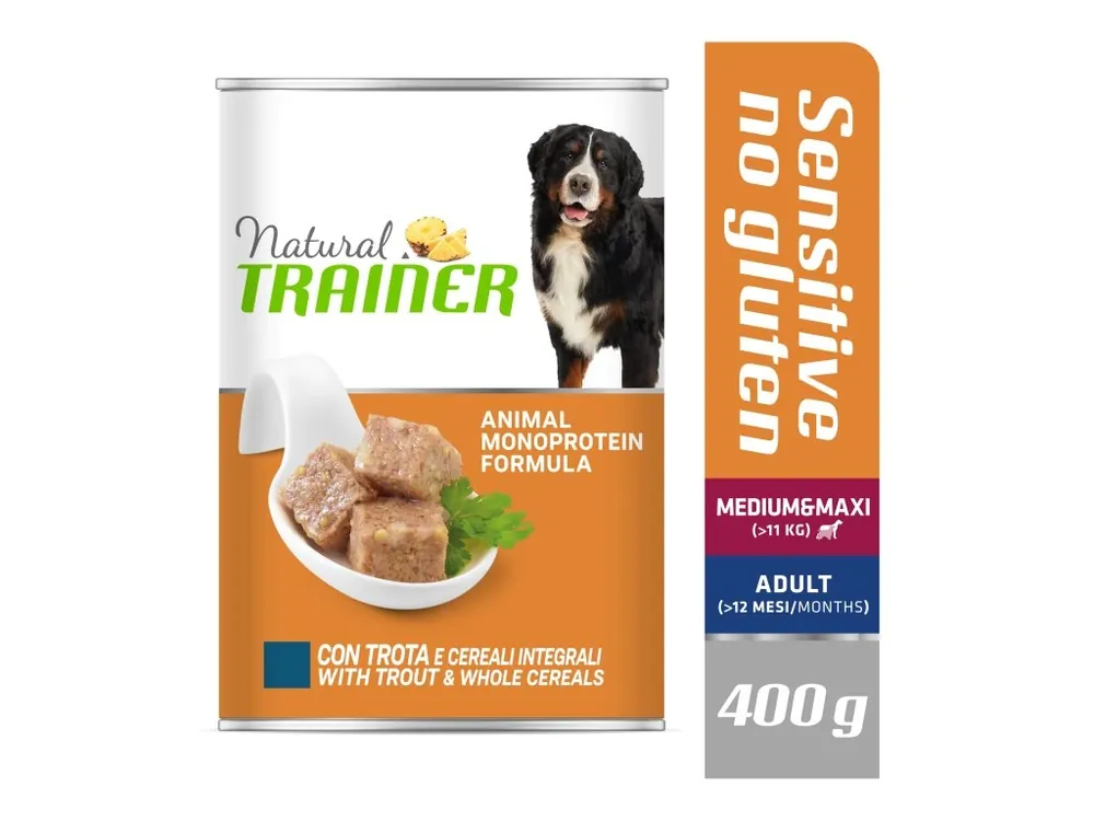 Konzerva Natural Trainer SENSITIVE Adult M&M Pstruh 400 g LT Zlevněný