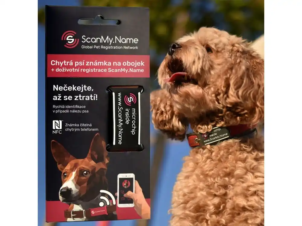 ScanMy.Name chytrá psí známka s čipem - Antracit Dokud Zásoby Vydrží