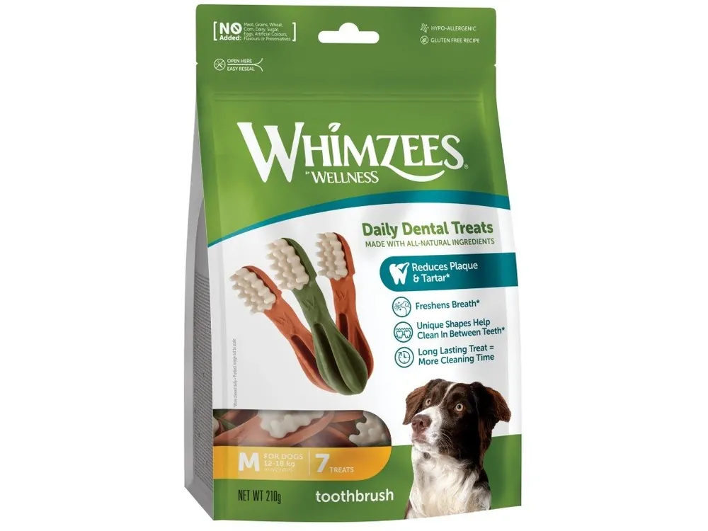 WHIMZEES Zubní kartáček dentální pamlsek pro psy M (12-18kg) 7ks Autentický