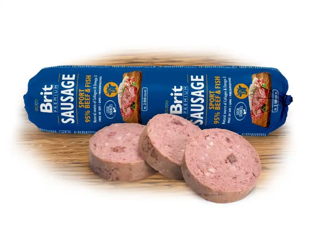 Akční Nabídka Brit Sausage Beef & Fish-Sport formula 800 g