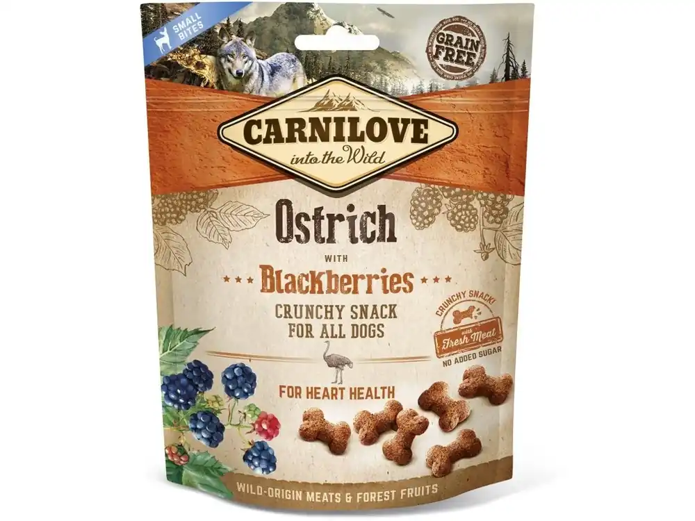 Speciální Cena Carnilove Dog Crunchy Snack Ostrich + Blackberries 200 g