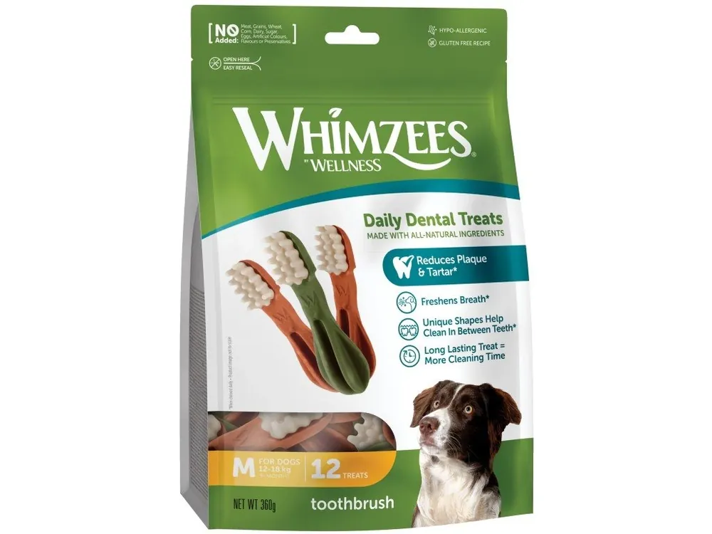WHIMZEES Zubní kartáček dentální pamlsek pro psy M (12-18 kg) 12 ks Sleva