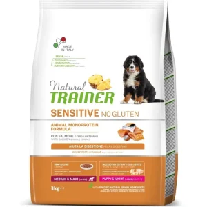 Cenově Výhodný Natural Trainer Sensitive No Gluten Adult M / M losos 3 kg