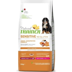 Výhodná Nabídka Natural Trainer Sensitive No Gluten Puppy & Junior M / M losos 12 kg