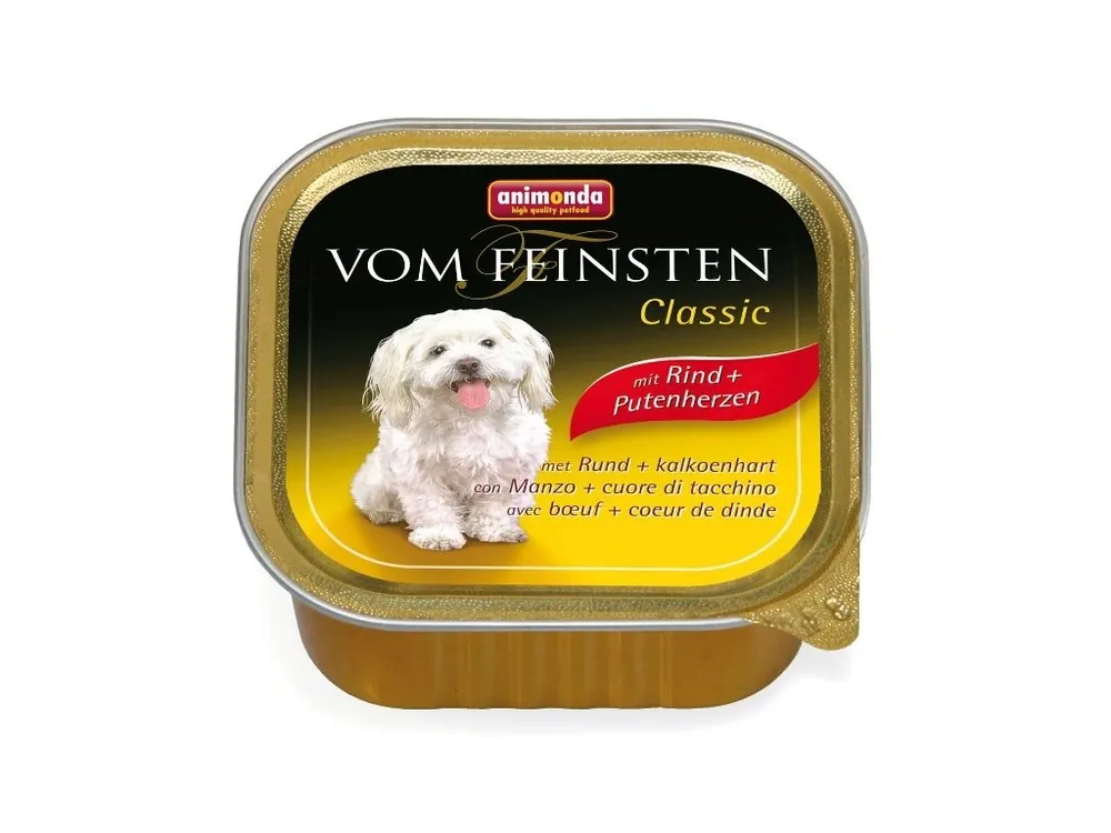 Animonda Vom Feinsten Classic paštika pro psy hovězí + krůtí srdce 150 g Speciální Cena