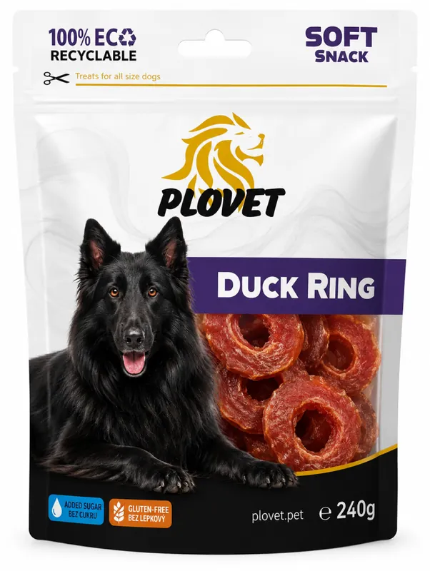 PLOVET Dog Kachní kroužky 240g Časově Omezené