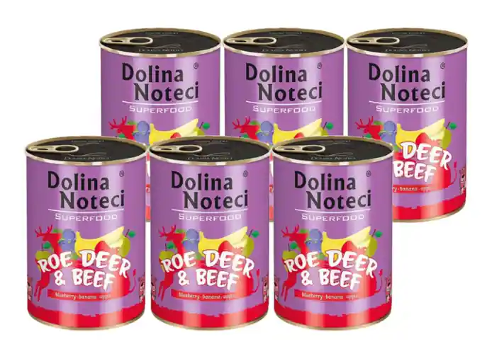 Výhodná Nabídka Dolina Noteci Superfood Srnčí a hovězí 6x400g