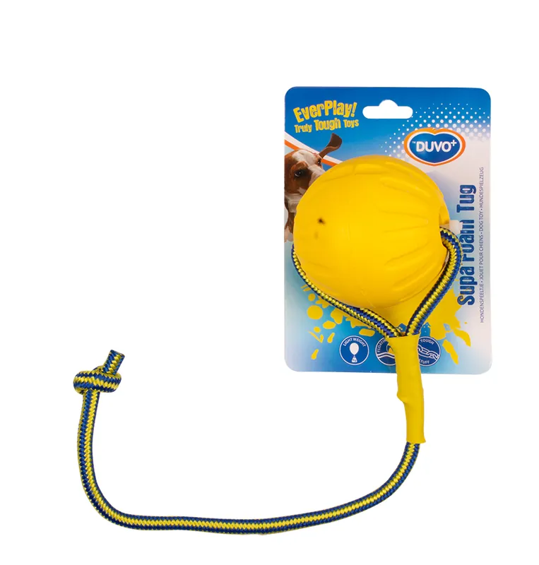 Speciální Cena DUVO hračka Plovoucí žlutý míč na šňůře 10cm./49cm.