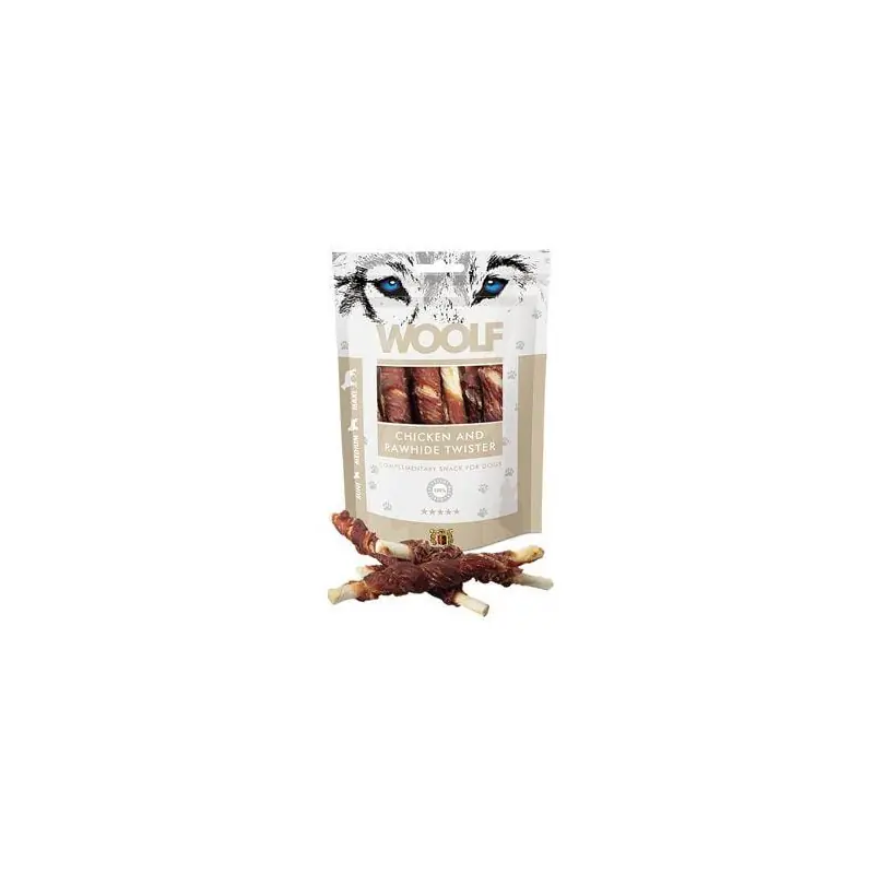 WOOLF pochoutka chicken and rawhide twister 100g Cenová Bomba