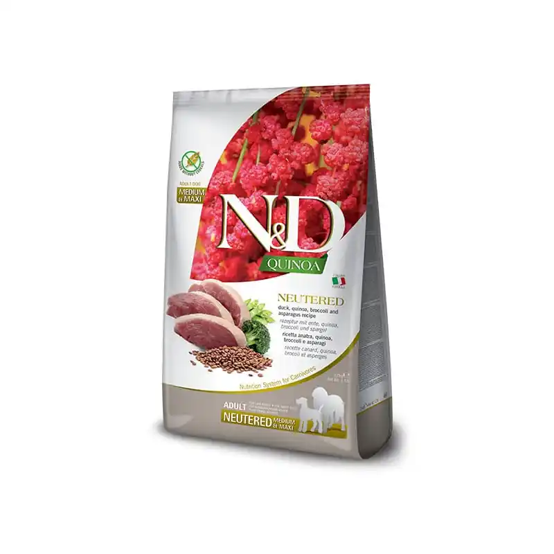 N&D Quinoa DOG Neutered Duck & Broccoli & Asp. 2,5kg Zlevněný
