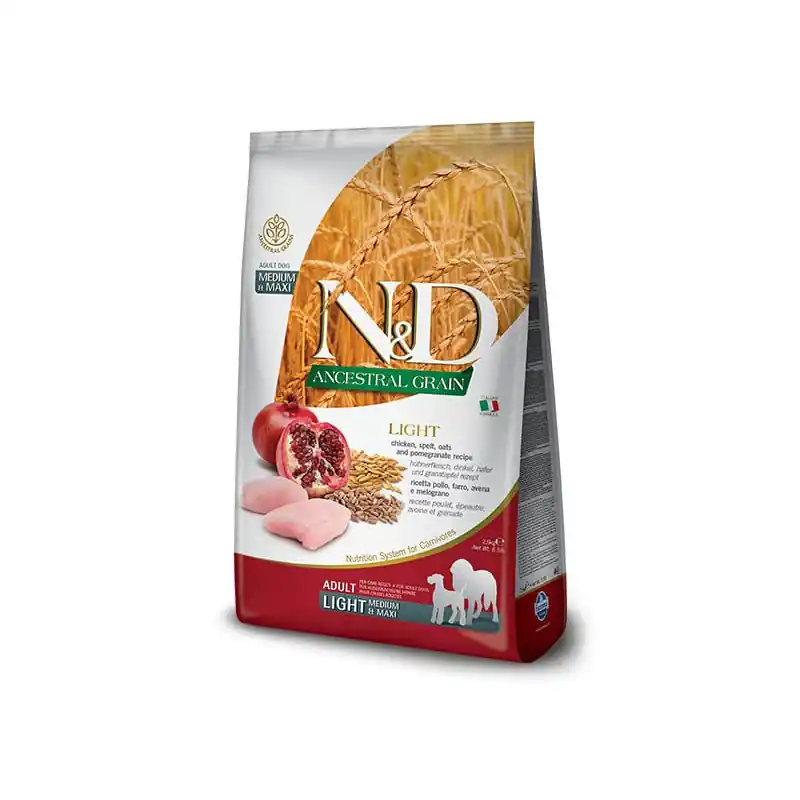 Objednat Nyní N&D LG DOG Light M/L Chicken & Pomegranate 2,5kg