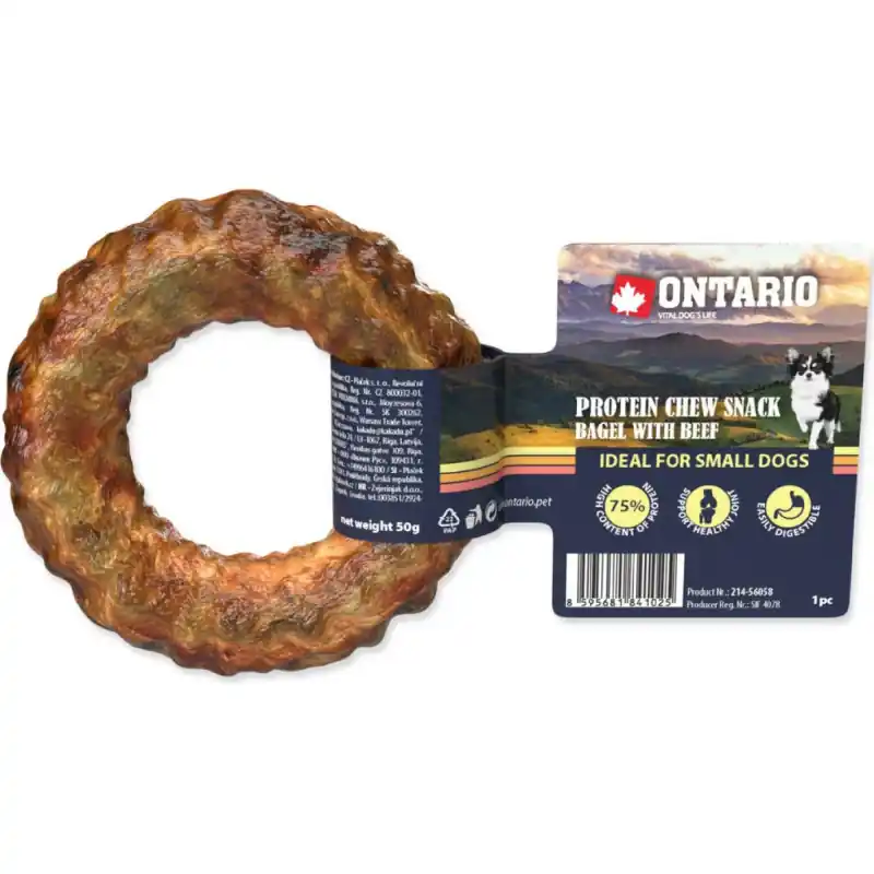 ONTARIO Protein hovězí žvýkací bagel 8,9cm 60g Značkový