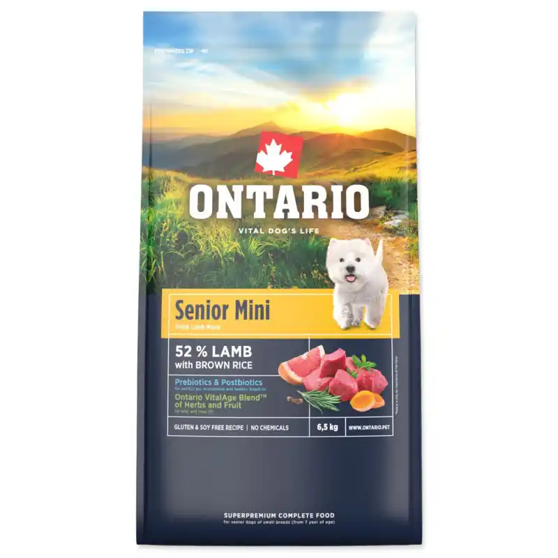 Cenová Bomba Ontario Senior Mini Lamb & Brown Rice 6,5kg