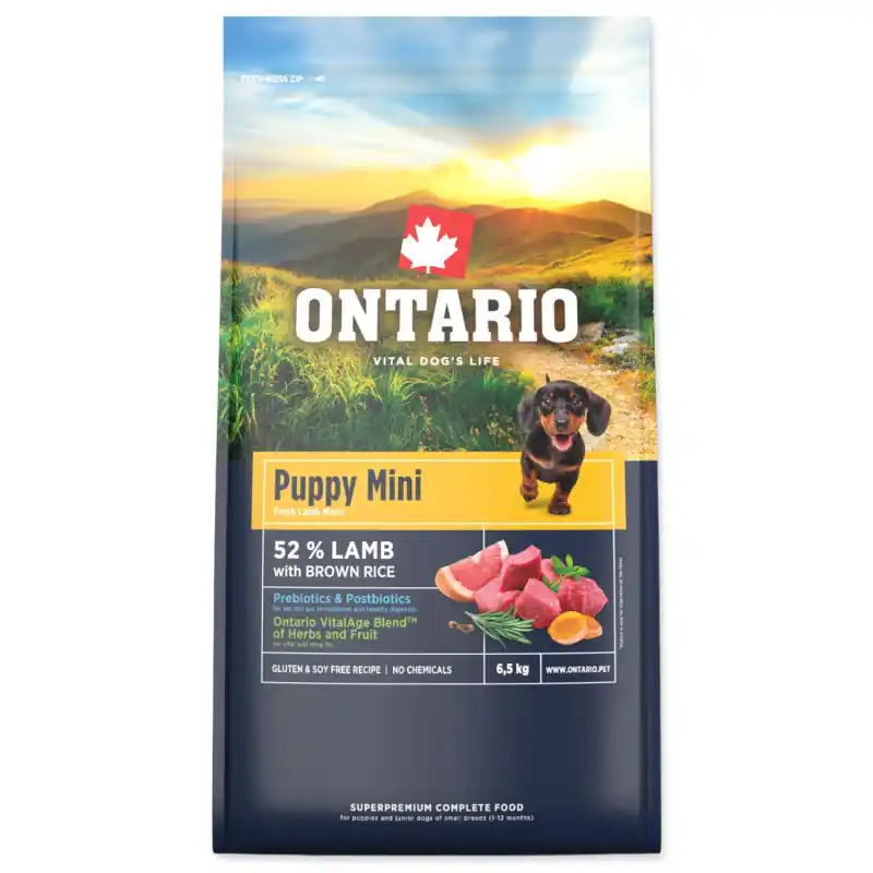 Časově Omezené Ontario Puppy Mini Lamb & Brown Rice 6,5kg