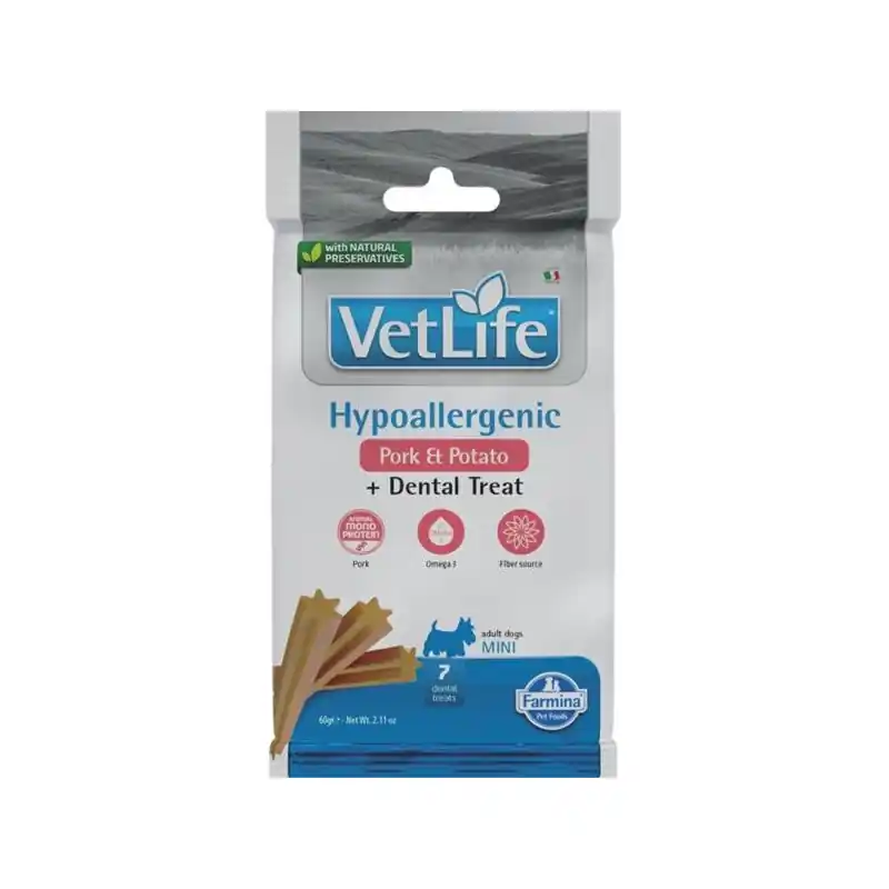 Ihned K Objednání Vet Life Dog Dental Snack Hypoall. Pork Adult Mini 60g