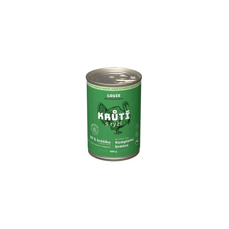 Louie Dog konz. Krůtí s rýží a prebiotiky 400g Akční Nabídka