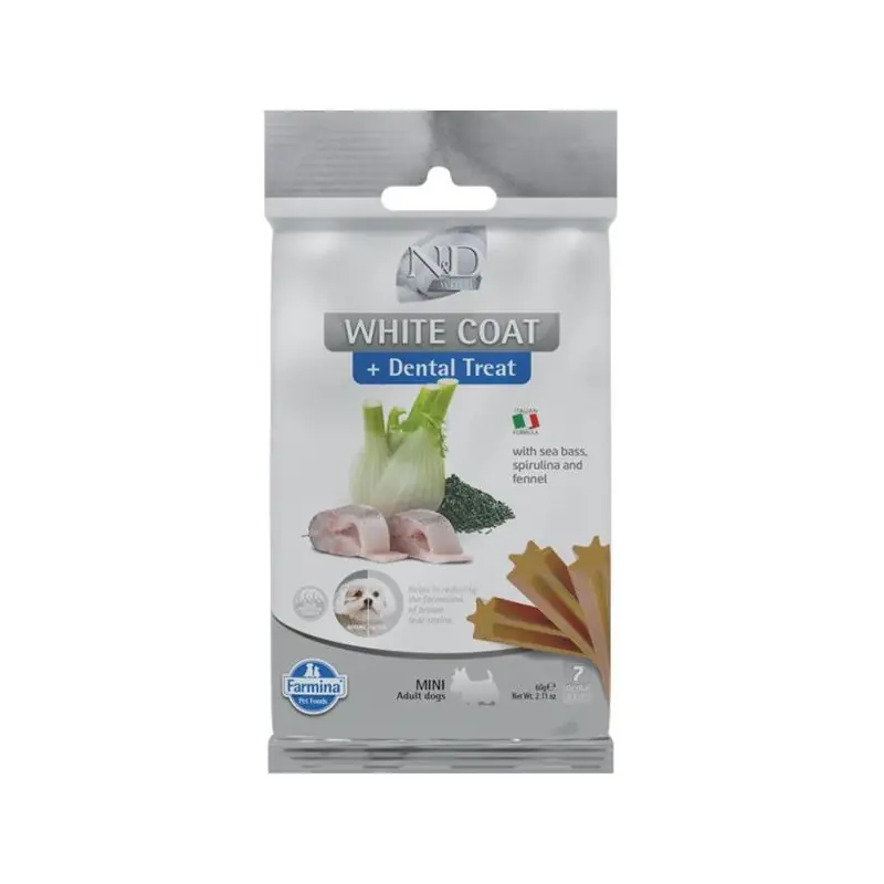N&D WHITE Dog Dental Snack Sea Bass Mini 60 g Ověřený