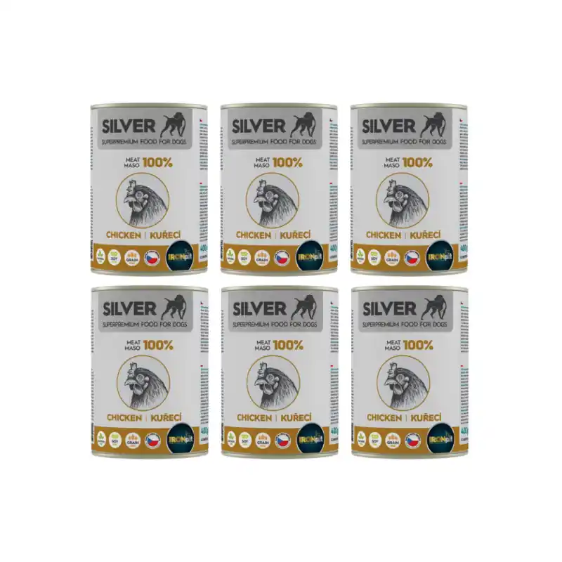 Koupit Online IRONpet Silver Dog Kuřecí 100% masa konzerva 6x400g