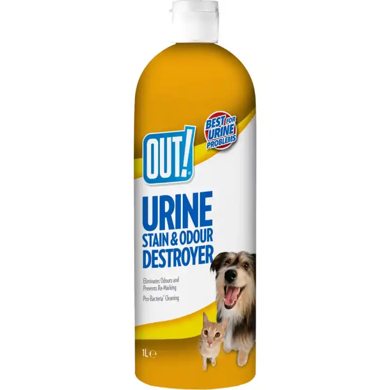 OUT! Odstraňovač skvrn i zápachu moči 1L Akční Cena