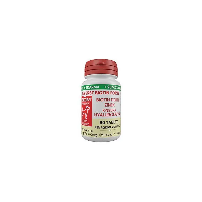 Giom S pes Na srst Biotin FORTE 60 tbl+25% zdarma Super Cena