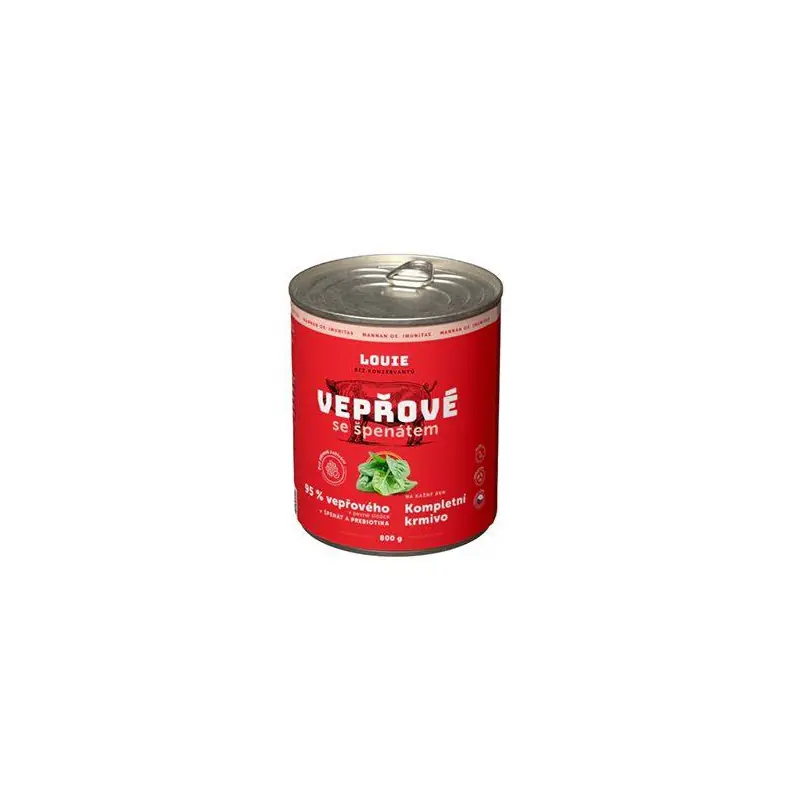 Výhodná Nabídka Louie Dog konz. Vepřové se špenátem a prebiotiky 800g