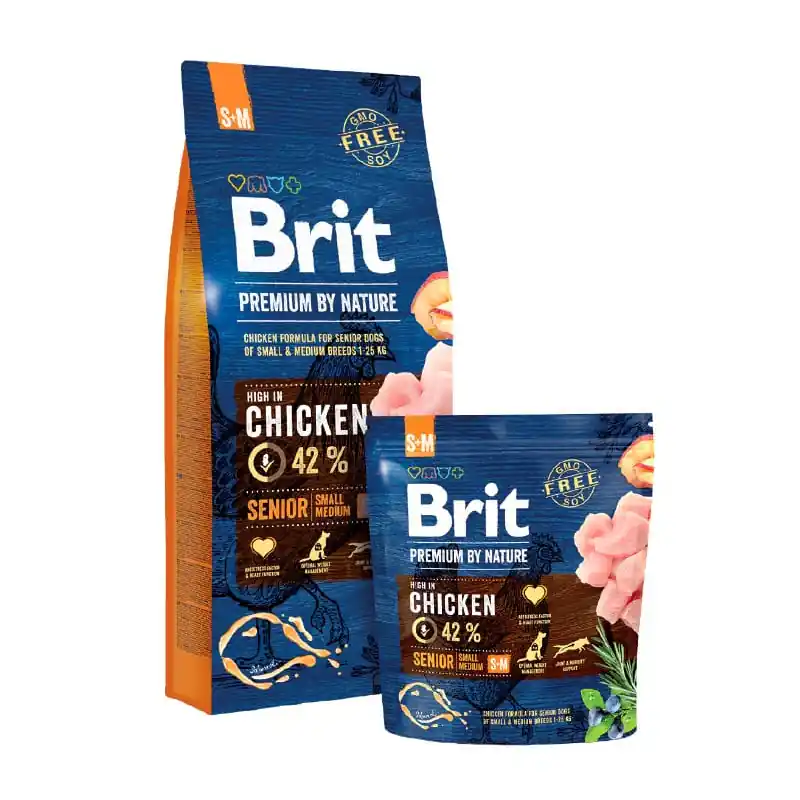 Tovární Cena Brit Premium Dog by Nature Senior S+M 8kg