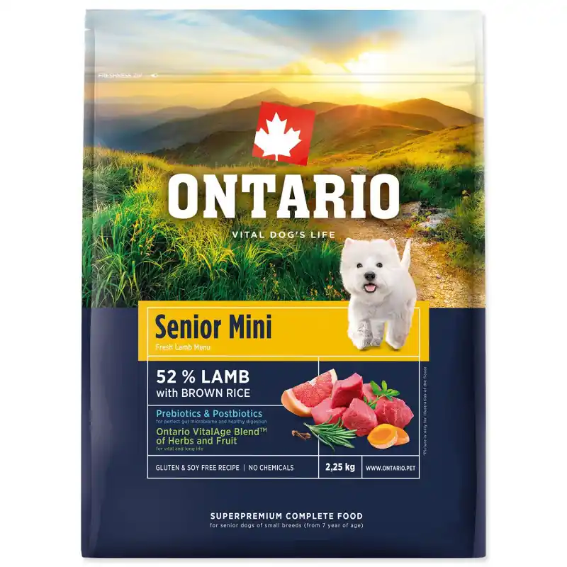 Značkový Ontario Senior Mini Lamb & Brown Rice 2,25kg