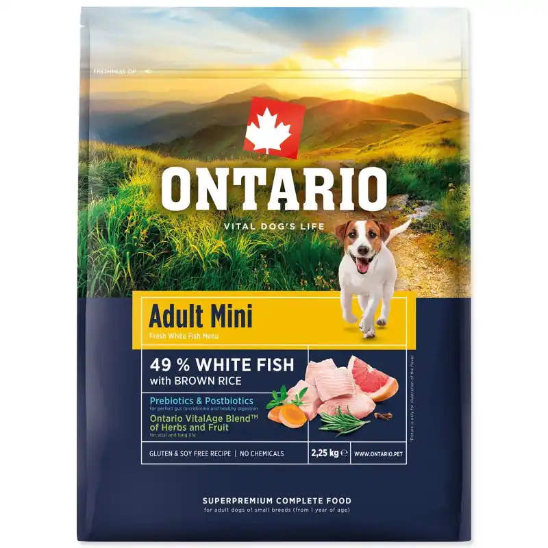 Tovární Cena Ontario Adult Mini Fish & Brown Rice 2,25kg