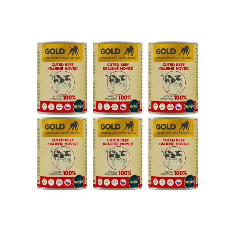 Vrácení Zdarma IRONpet Gold Dog Hovězí krájená svalovina konz. 6x400g