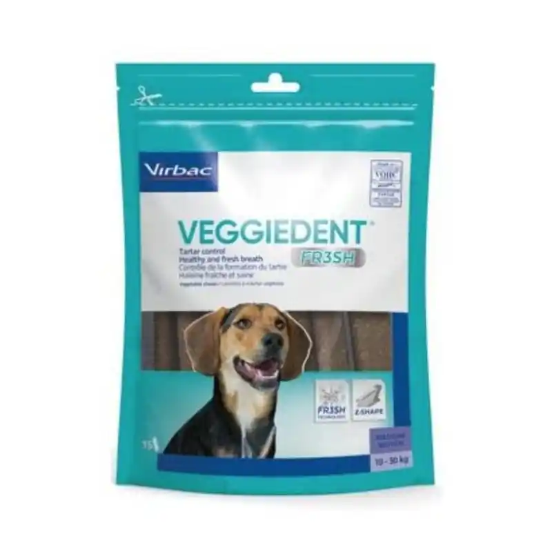 Speciální Cena Virbac C.E.T. Žvýkací plátky Veggiedent Fresh na zuby střední pes M 15ks