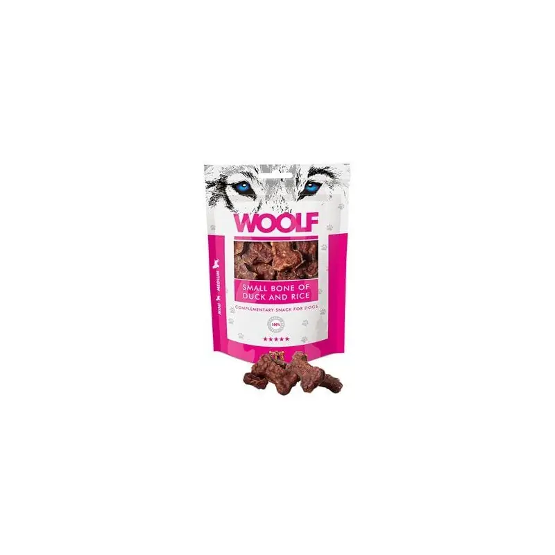 Cenová Bomba WOOLF pochoutka small bone of duck and rice 100g