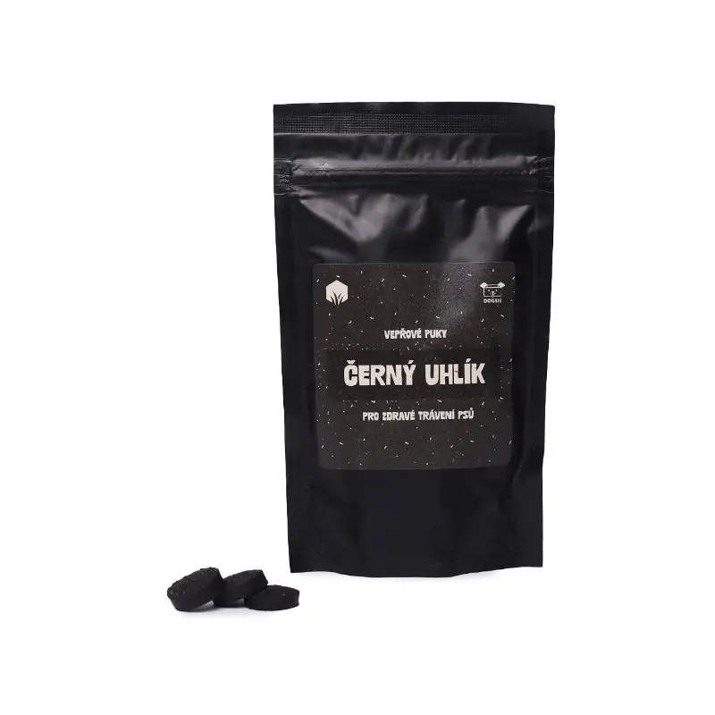 Dogsie Černý uhlík - vepřové puky s živým uhlím 100g Sleva