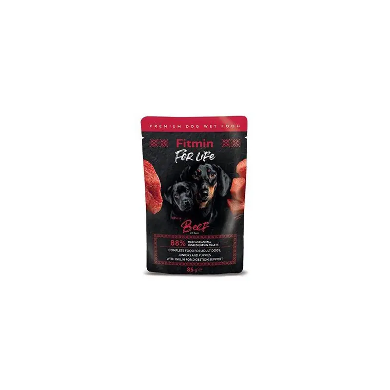 Zlevněný Fitmin For Life dog Hovězí s inulinem kapsa 85g